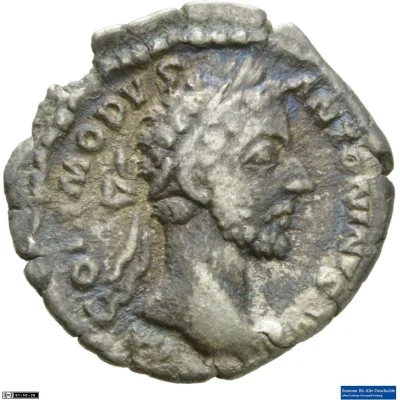Denarius - Commodus TR P VII IMP V COS III P P; Roma and Victory front