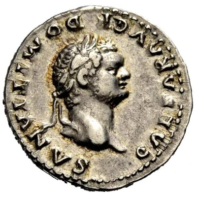 Denarius - Domitian COS V; Romulus and Remus front