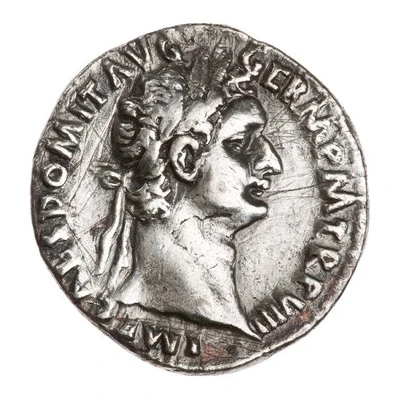 Denarius - Domitian COS XIIII LVD SAEC FEC front