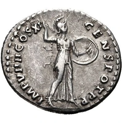 Denarius - Domitian IMP VIIII COS XI CENS POT P P; Minerva back