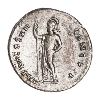 Denarius - Domitian IMP XII COS XII CENS P P P; Minerva back