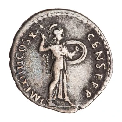 Denarius - Domitian IMP XIIII COS XII CENS P P P; Minerva back