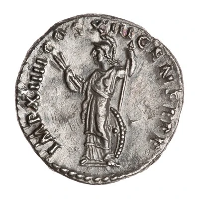 Denarius - Domitian IMP XIIII COS XIII CENS P P P; Minerva back