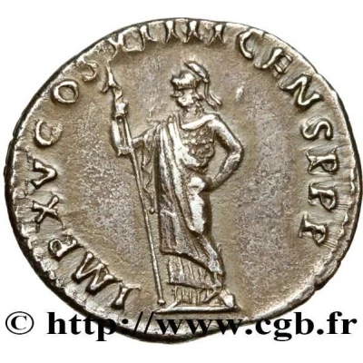 Denarius - Domitian IMP XV COS XIIII CENS P P P; Minerva back