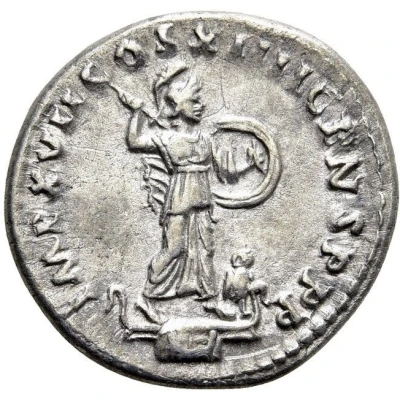 Denarius - Domitian IMP XVII COS XIIII CENS P P P; Minerva back