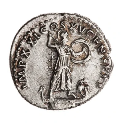 Denarius - Domitian IMP XXI COS XV CENS P P P; Minerva back