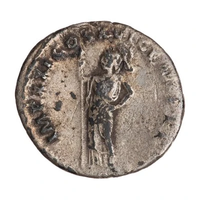 Denarius - Domitian IMP XXI COS XVI CENS P P P; Minerva back