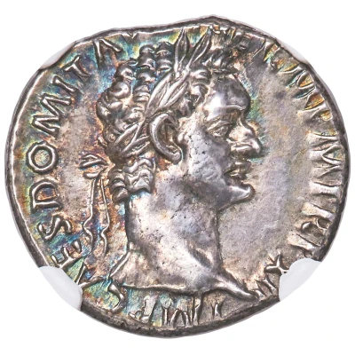 Denarius - Domitian IMP XXII COS XVI CENS P P P; Minerva front
