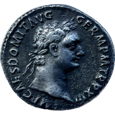 Denarius - Domitian IMP XXII COS XVI CENS P P P; Minerva front