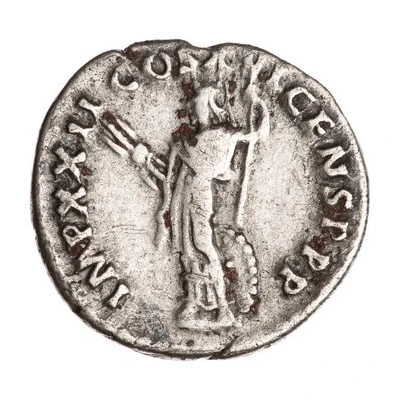 Denarius - Domitian IMP XXII COS XVI CENS P P P; Minerva back