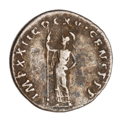 Denarius - Domitian IMP XXII COS XVI CENS P P P; Minerva back