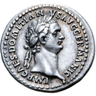 Denarius - Domitian P M TR POT III IMP V COS X P P; Minerva front