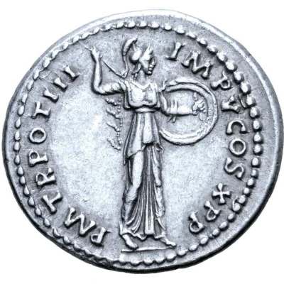 Denarius - Domitian P M TR POT III IMP V COS X P P; Minerva back