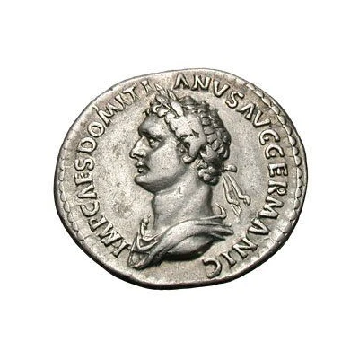 Denarius - Domitian P M TR POT III IMP V COS X P P; Minerva front