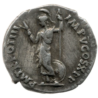 Denarius - Domitian P M TR POT III IMP V COS X P P; Minerva back