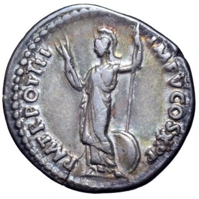 Denarius - Domitian P M TR POT III IMP V COS X P P; Minerva back