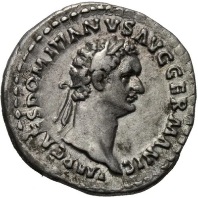 Denarius - Domitian P M TR POT III IMP V COS X P P; Minerva front
