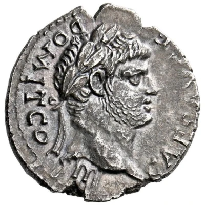 Denarius - Domitian PON MAX TR P COS VI; Victory front