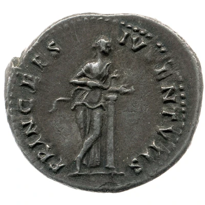 Denarius - Domitian PRINCEPS IVVENTVTIS; Salus back