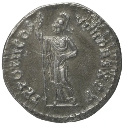 Denarius - Domitian TR POT II COS VIIII DES X P P; Minerva back