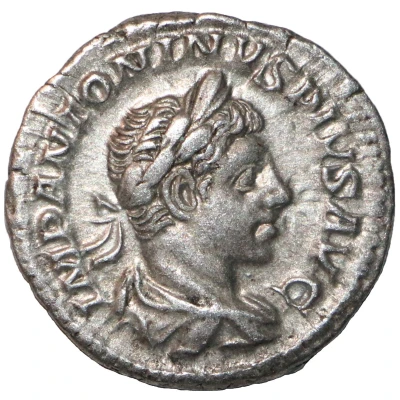 Denarius - Elagabalus ABVNDANTIA AVG; Abundantia and Annona front