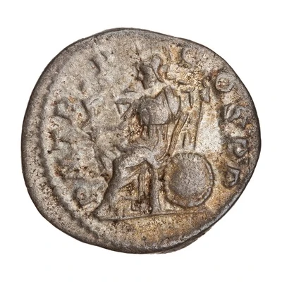 Denarius - Elagabalus P M TR P COS P P; Roma and Victory back