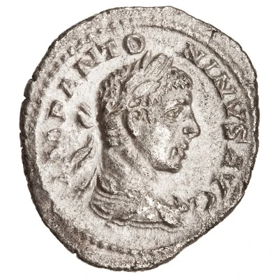Denarius - Elagabalus P M TR P II COS II P P; Roma and Victory front
