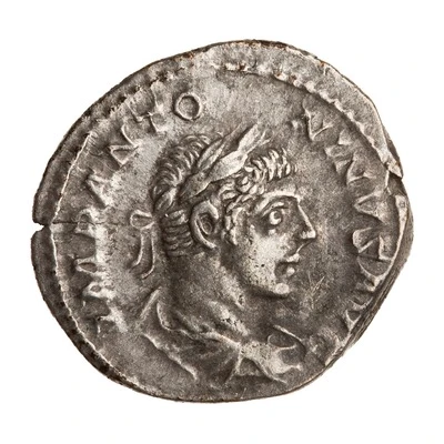 Denarius - Elagabalus P M TR P III COS III P P; Jupiter and Victory front