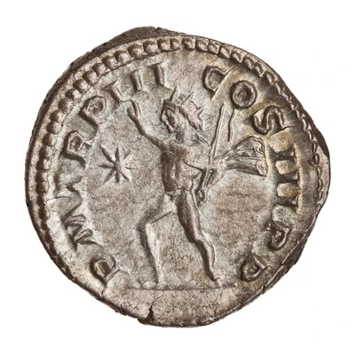 Denarius - Elagabalus P M TR P III COS III P P; Sol back