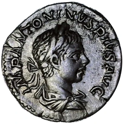 Denarius - Elagabalus P M TR P III COS III P P; Sol front
