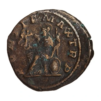 Denarius - Elagabalus PONTIF MAX TR P; Roma and Victory back