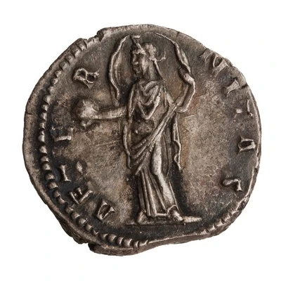 Denarius - Faustina the Elder AETERNITAS; Providentia back
