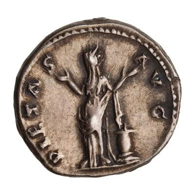 Denarius - Faustina the Elder PIETAS AVG; Pietas back