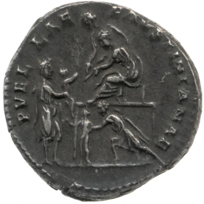 Denarius - Faustina the Elder and Antoninus Pius PVELLAE FAVSTINIANAE back