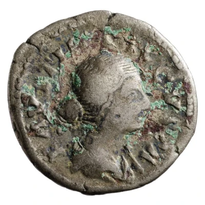 Denarius - Faustina the Younger, Commodus, and Antoninus Pius SAECVLI FELICIT front