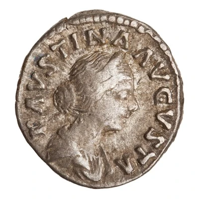 Denarius - Faustina the Younger, Commodus, and Antoninus Pius SAECVLI FELICIT front