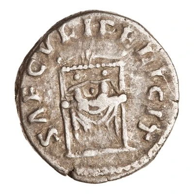 Denarius - Faustina the Younger, Commodus, and Antoninus Pius SAECVLI FELICIT back