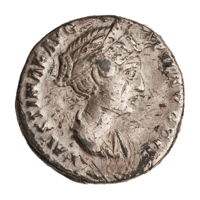 Denarius - Faustina the Younger LAETITIAE PVBLICAE; Laetitia front