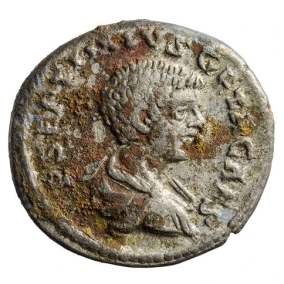 Denarius - Geta MINERV SANCT; Minerva front