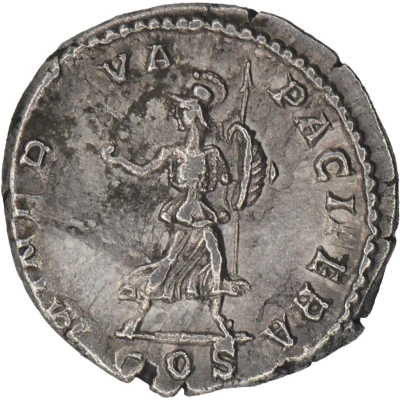 Denarius - Geta MINERVA PACIFERA COS; Minerva back
