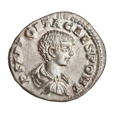 Denarius - Geta VICT AETERN; Victory front