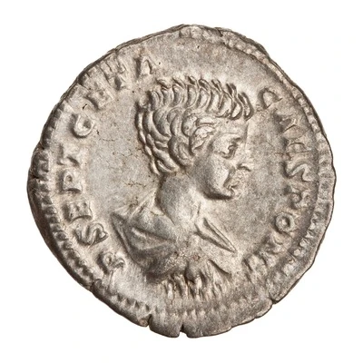 Denarius - Geta VICT AETERN; Victory front