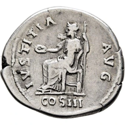 Denarius - Hadrian IVSTITIA AVG COS III; Justitia back
