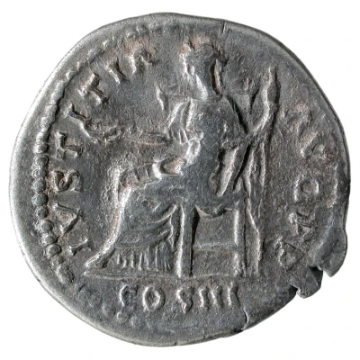Denarius - Hadrian IVSTITIA AVG P P COS III; Justitia back