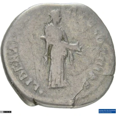 Denarius - Hadrian LIBERALITAS AVG COS III P P; Liberalitas back