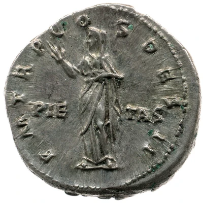 Denarius - Hadrian P M TR P COS DES II PIETAS; Pietas back