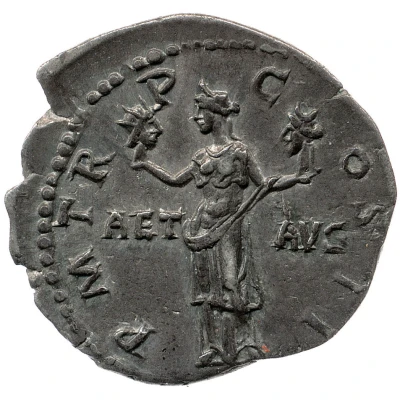 Denarius - Hadrian P M TR P COS DES III AET AVG; Aeternitas back