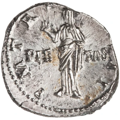 Denarius - Hadrian P M TR P COS II PIETAS; Pietas back