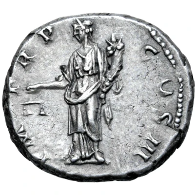 Denarius - Hadrian P M TR P COS III; Aequitas and Moneta back