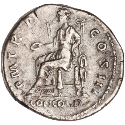 Denarius - Hadrian P M TR P COS III CONCORD; Concordia and Spes back